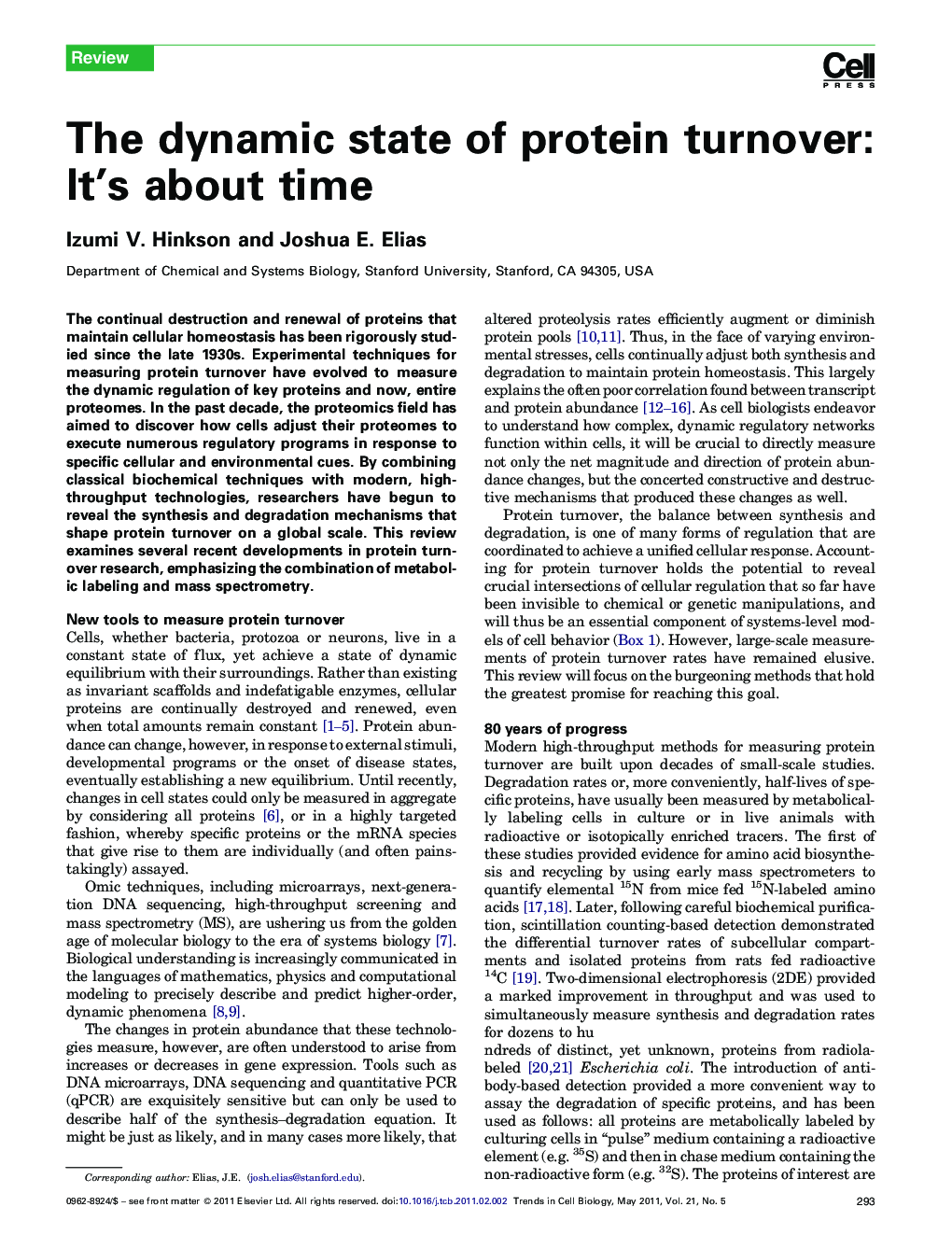 The dynamic state of protein turnover: It's about time