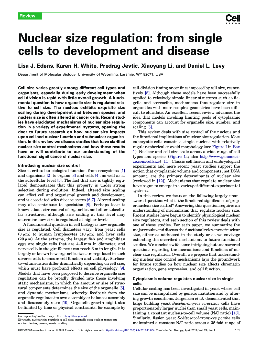 Nuclear size regulation: from single cells to development and disease