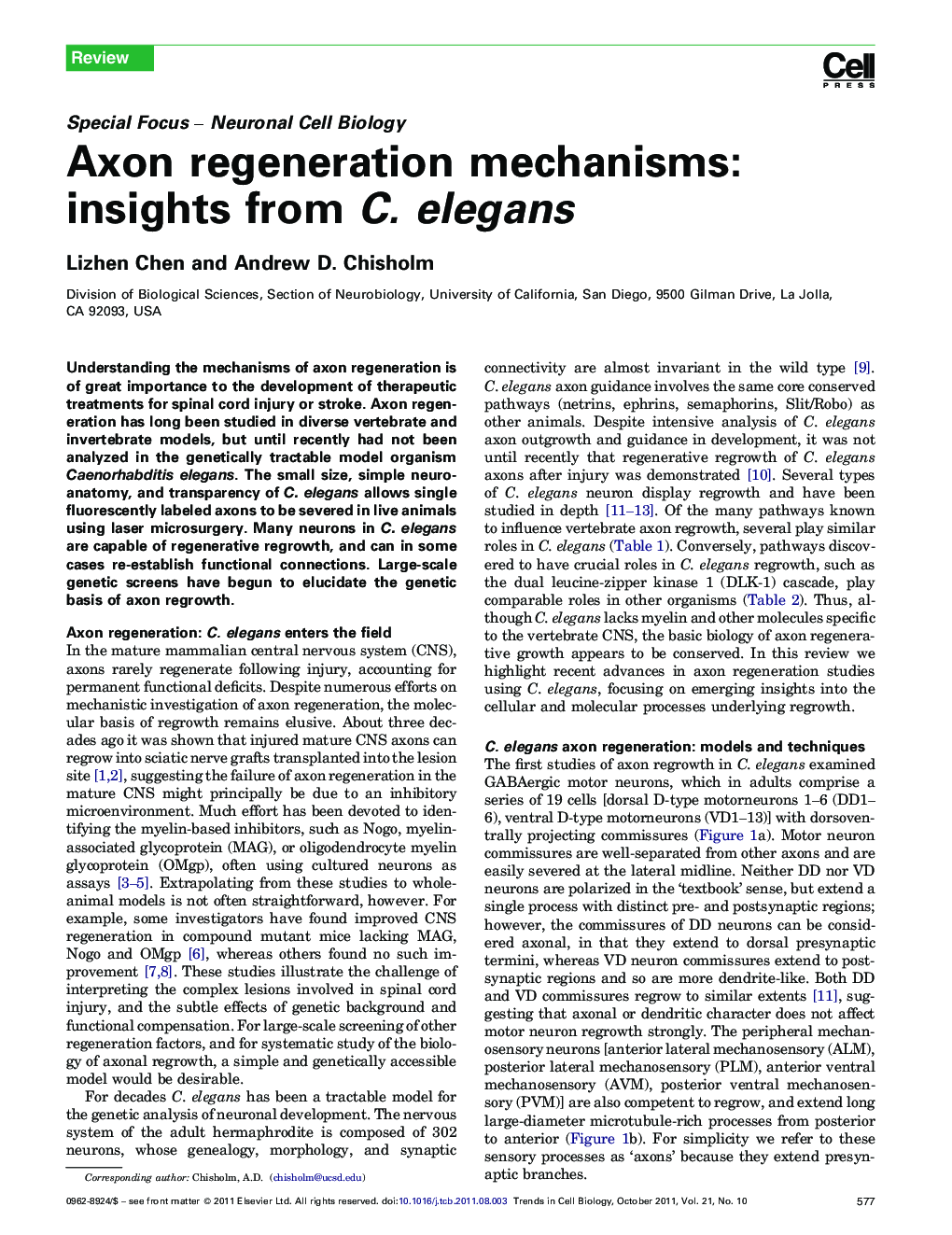 Axon regeneration mechanisms: insights from C. elegans