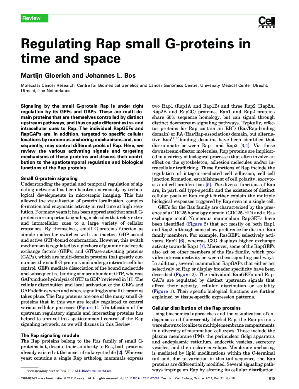 Regulating Rap small G-proteins in time and space