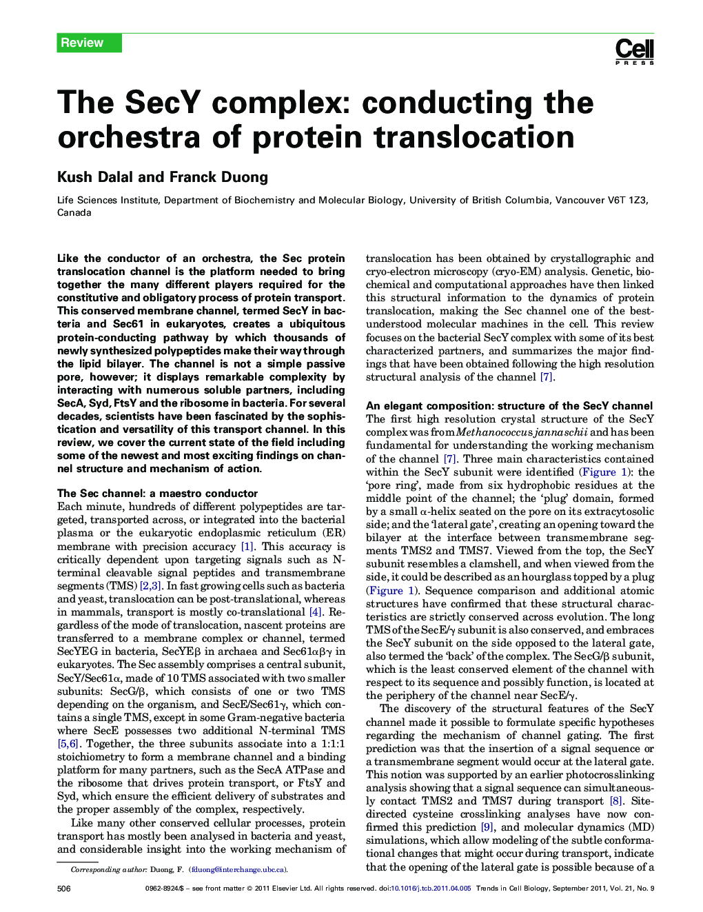 The SecY complex: conducting the orchestra of protein translocation