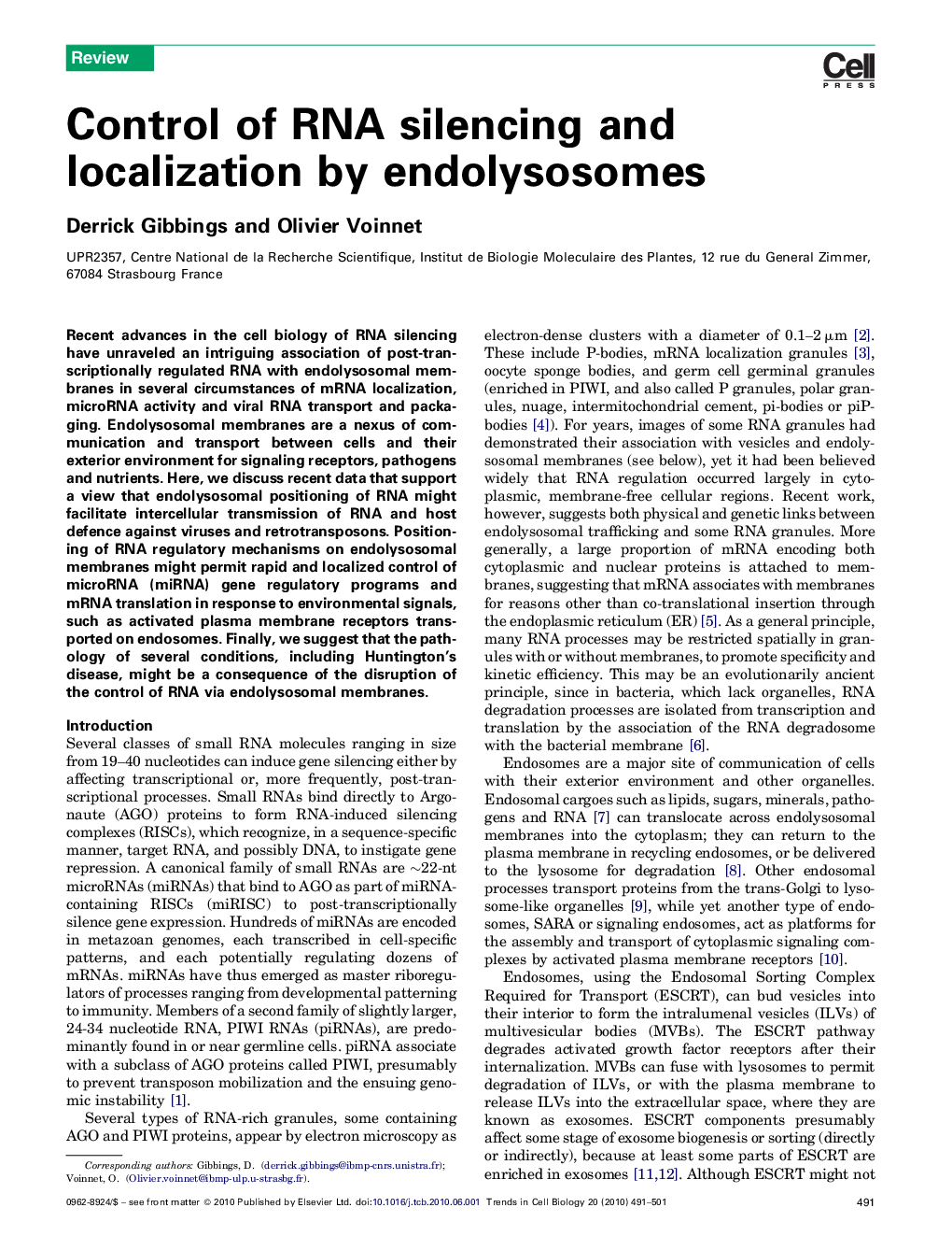 Control of RNA silencing and localization by endolysosomes