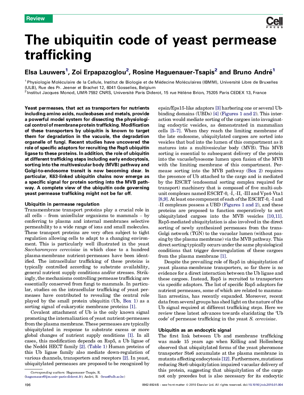 The ubiquitin code of yeast permease trafficking