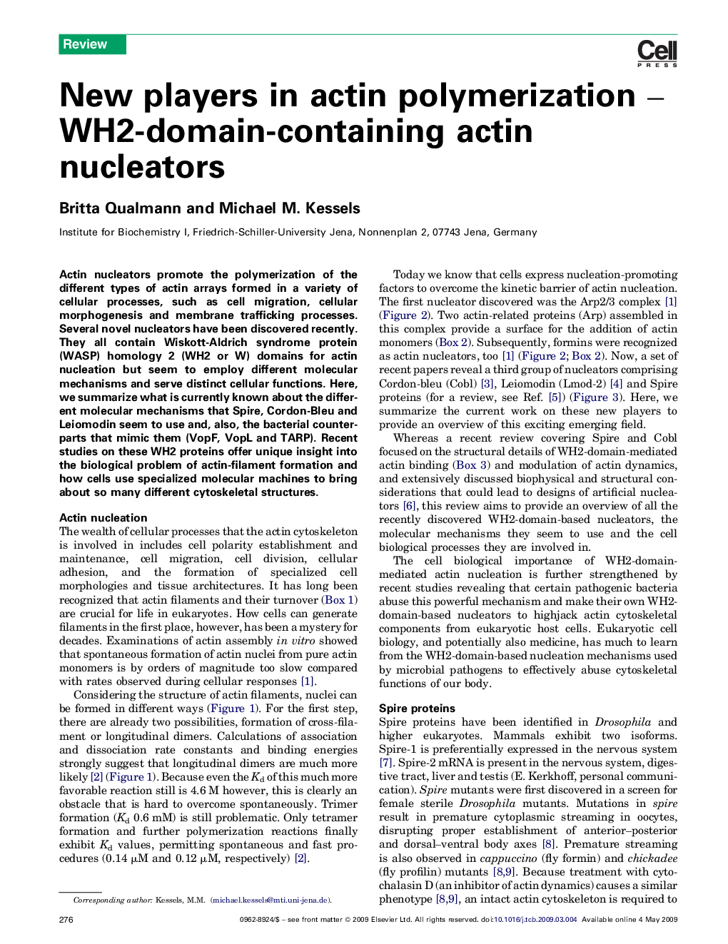New players in actin polymerization – WH2-domain-containing actin nucleators