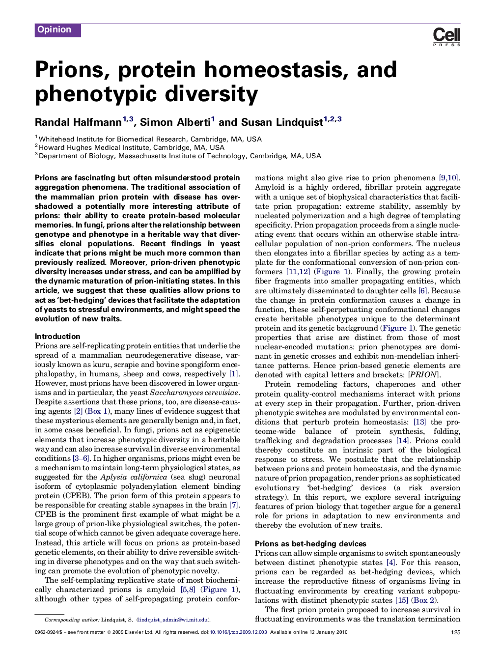 Prions, protein homeostasis, and phenotypic diversity