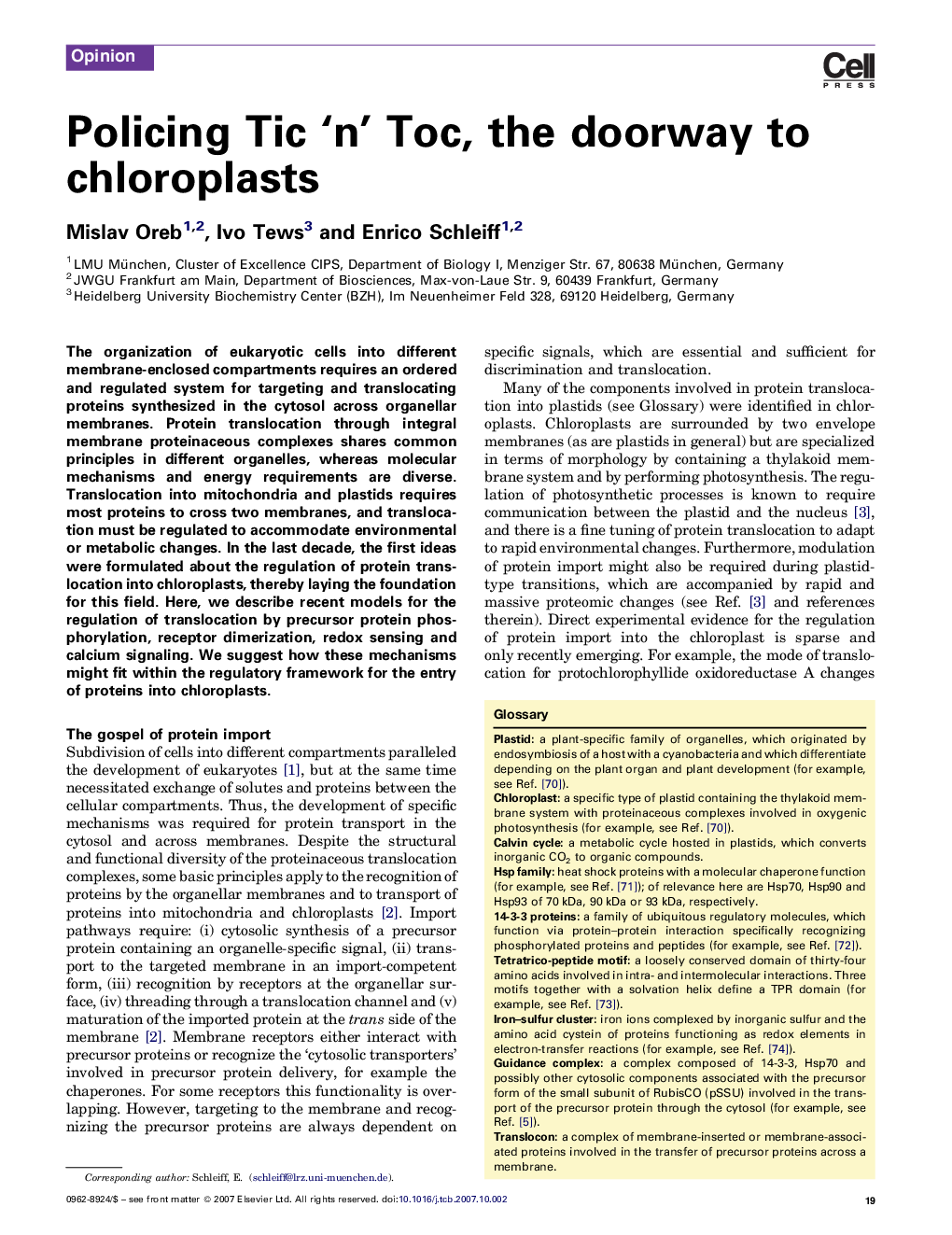 Policing Tic ‘n’ Toc, the doorway to chloroplasts