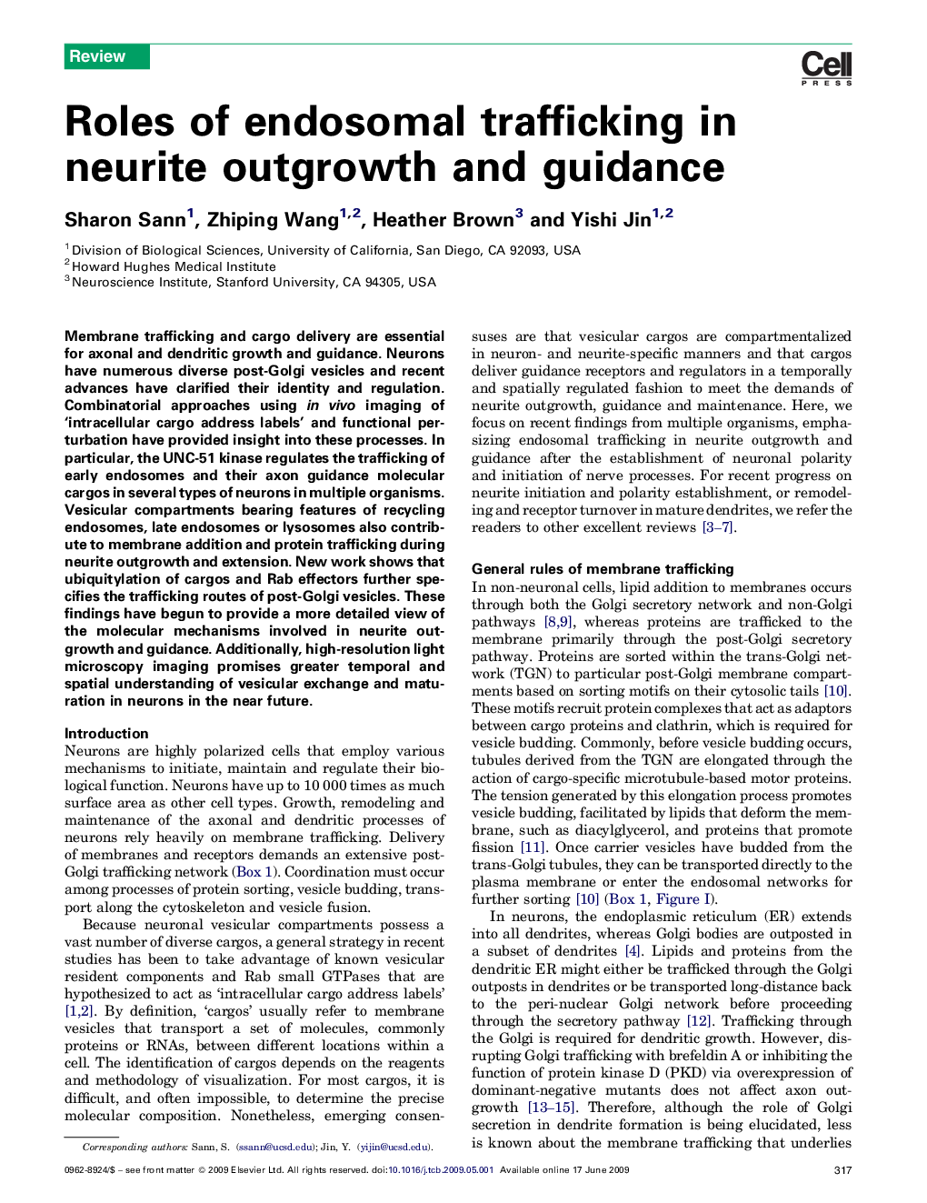 Roles of endosomal trafficking in neurite outgrowth and guidance