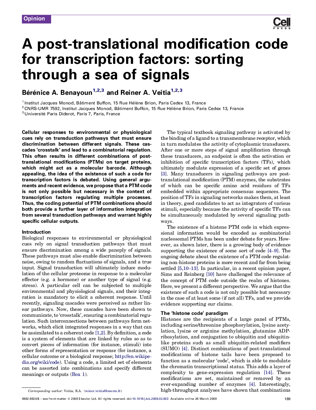 A post-translational modification code for transcription factors: sorting through a sea of signals