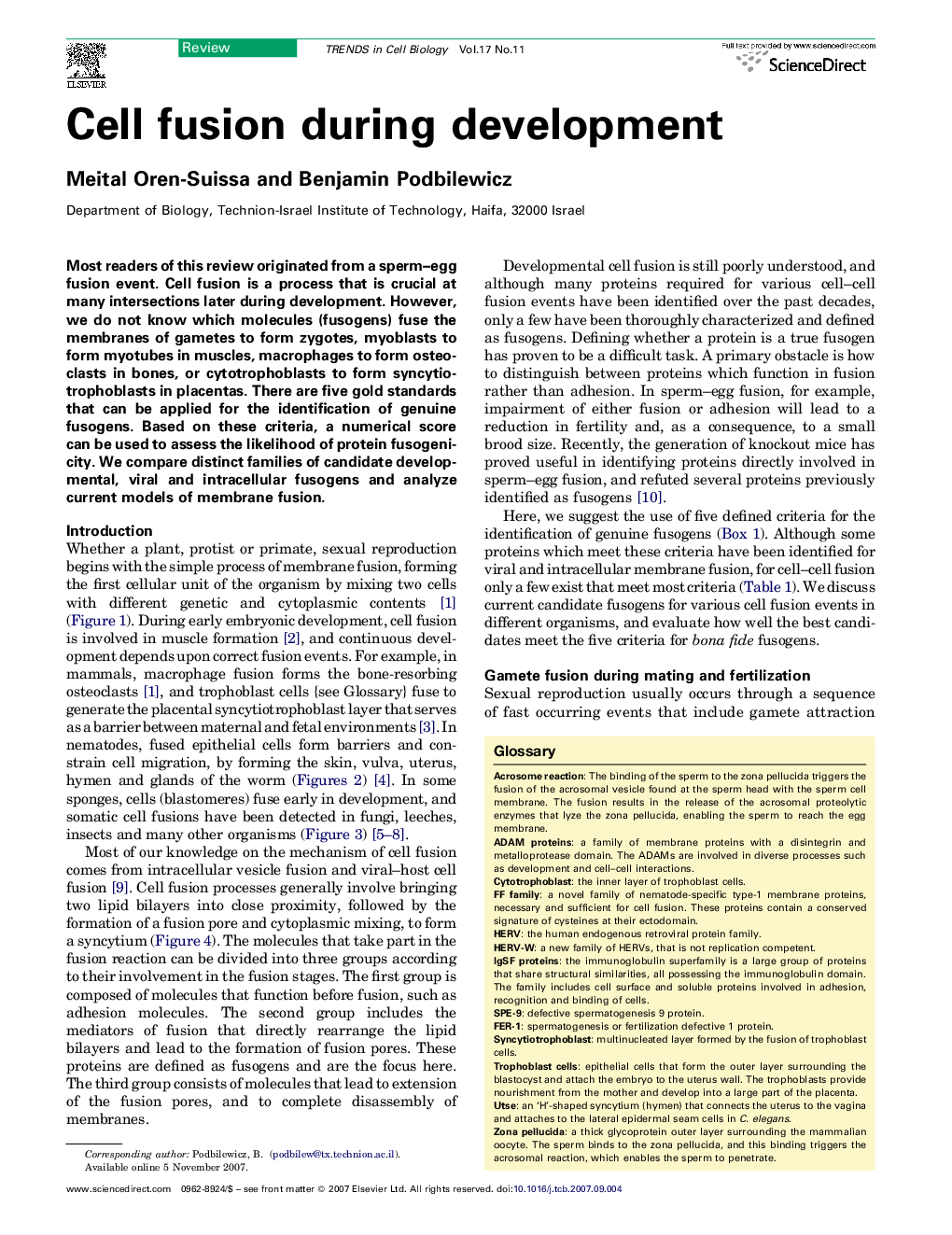 Cell fusion during development