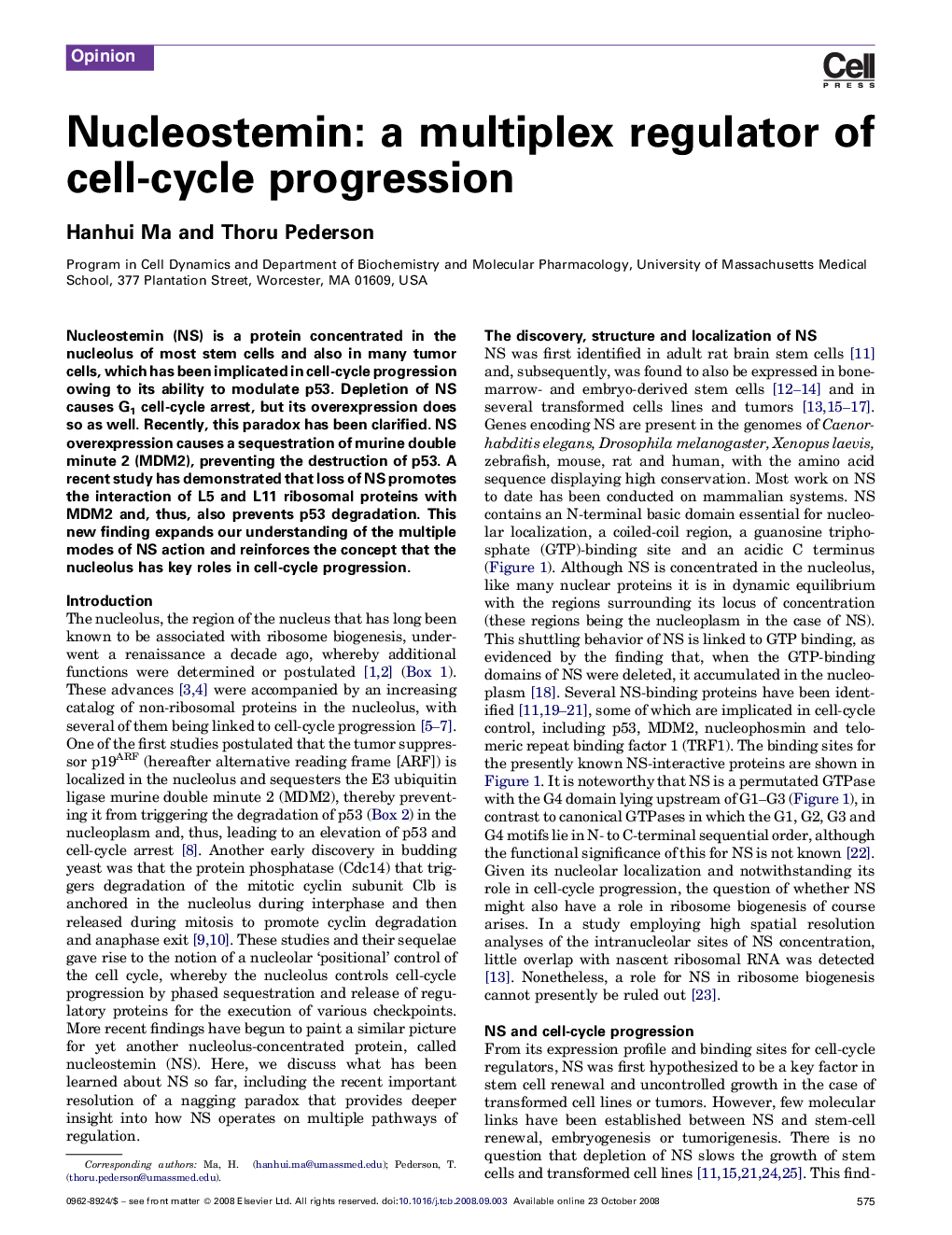 Nucleostemin: a multiplex regulator of cell-cycle progression