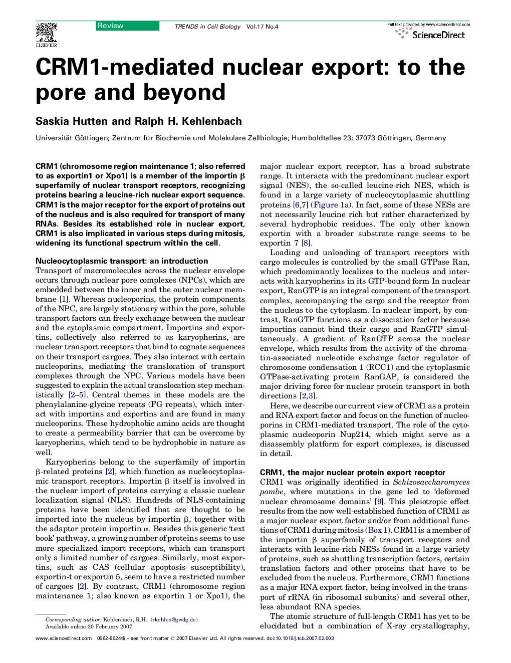 CRM1-mediated nuclear export: to the pore and beyond