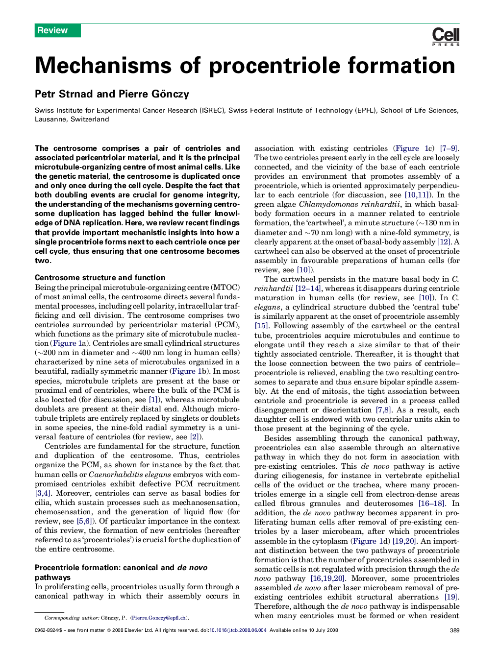 Mechanisms of procentriole formation