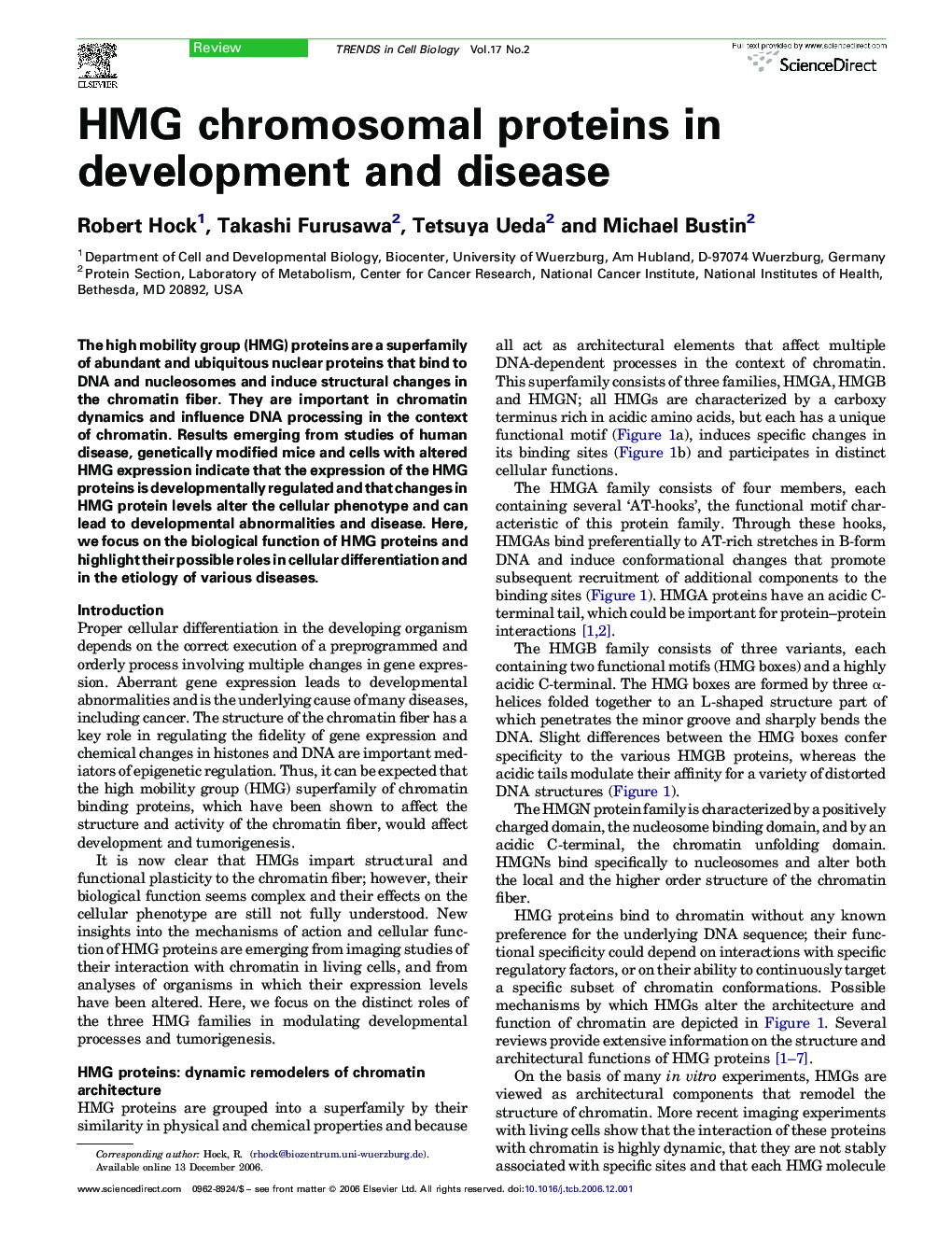 HMG chromosomal proteins in development and disease