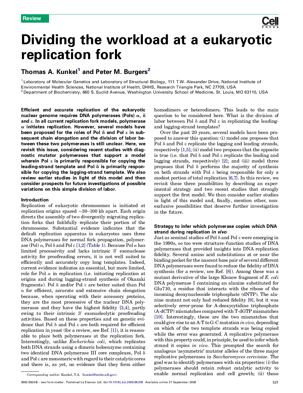 Dividing the workload at a eukaryotic replication fork