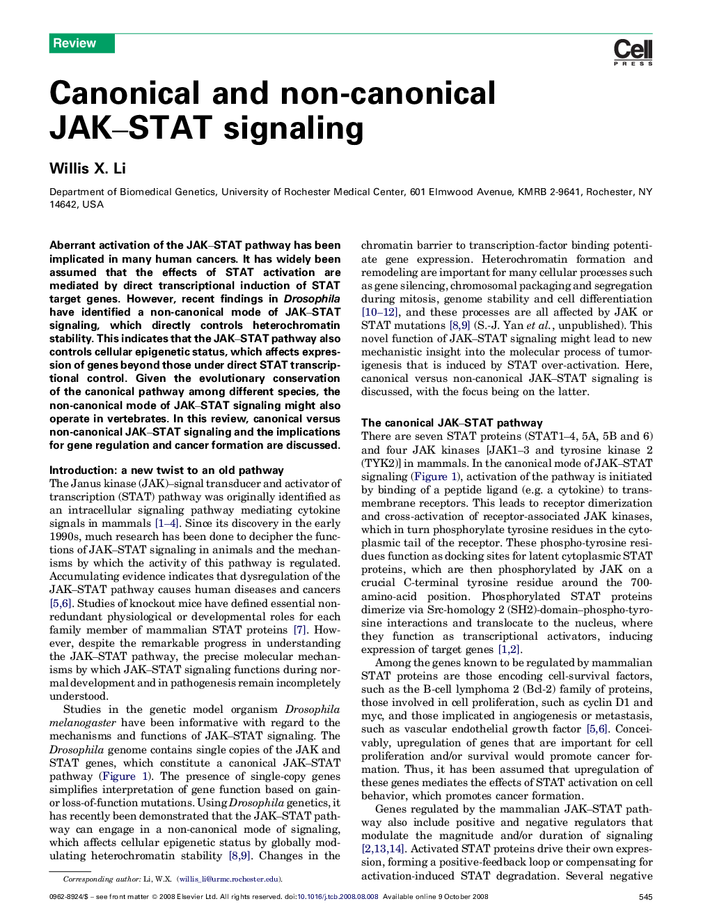 Canonical and non-canonical JAK–STAT signaling