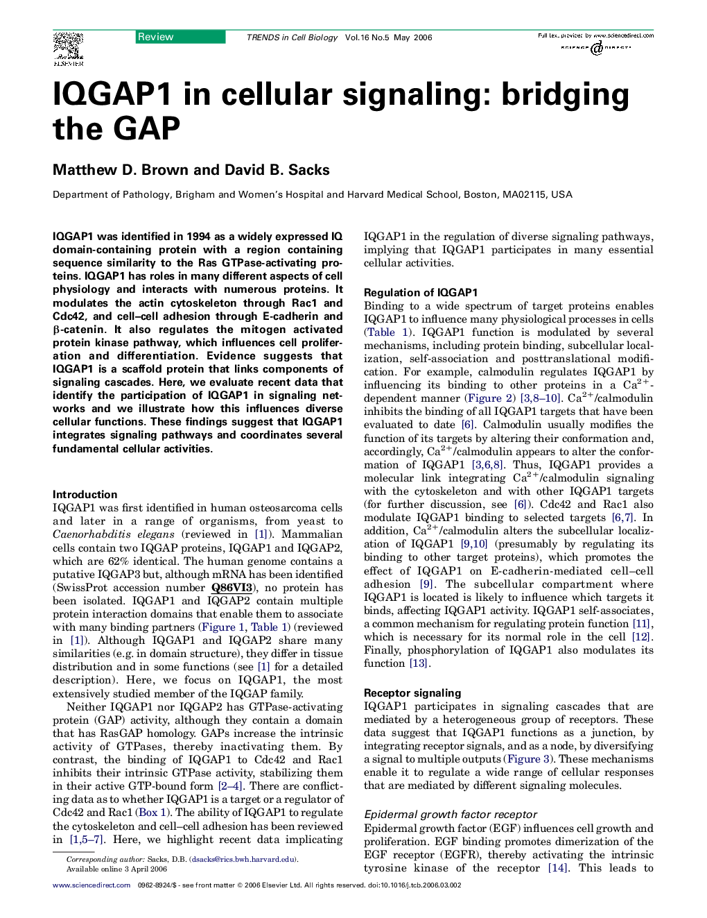 IQGAP1 in cellular signaling: bridging the GAP