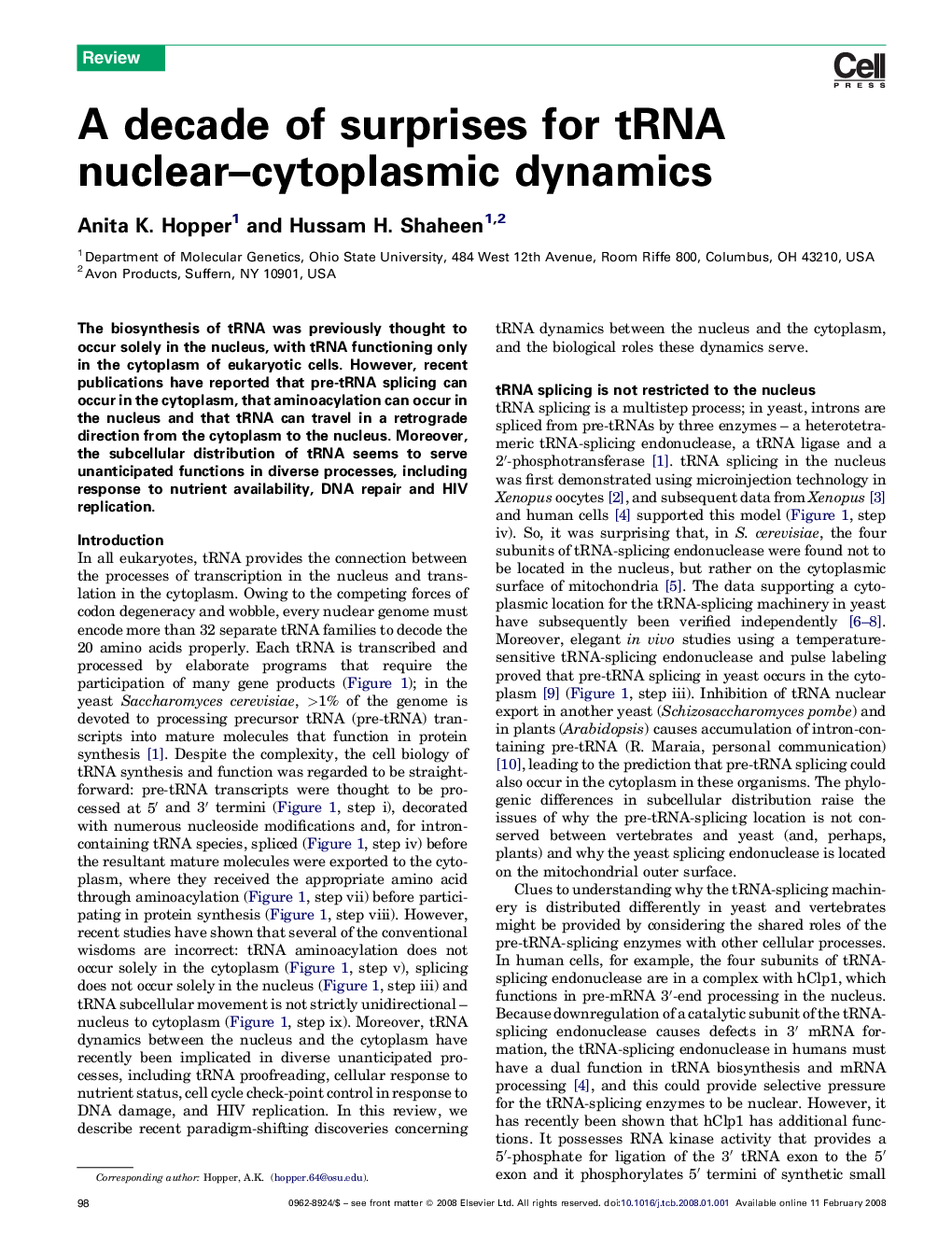 A decade of surprises for tRNA nuclear–cytoplasmic dynamics