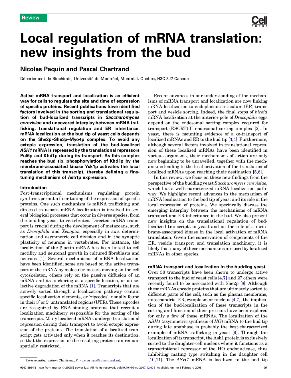 Local regulation of mRNA translation: new insights from the bud