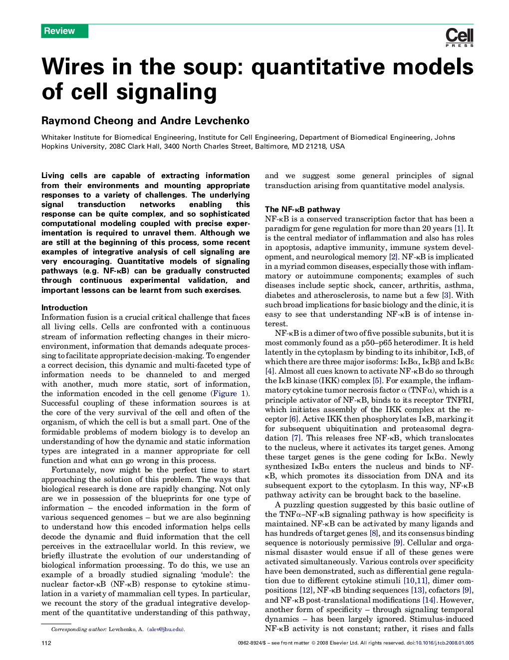 Wires in the soup: quantitative models of cell signaling