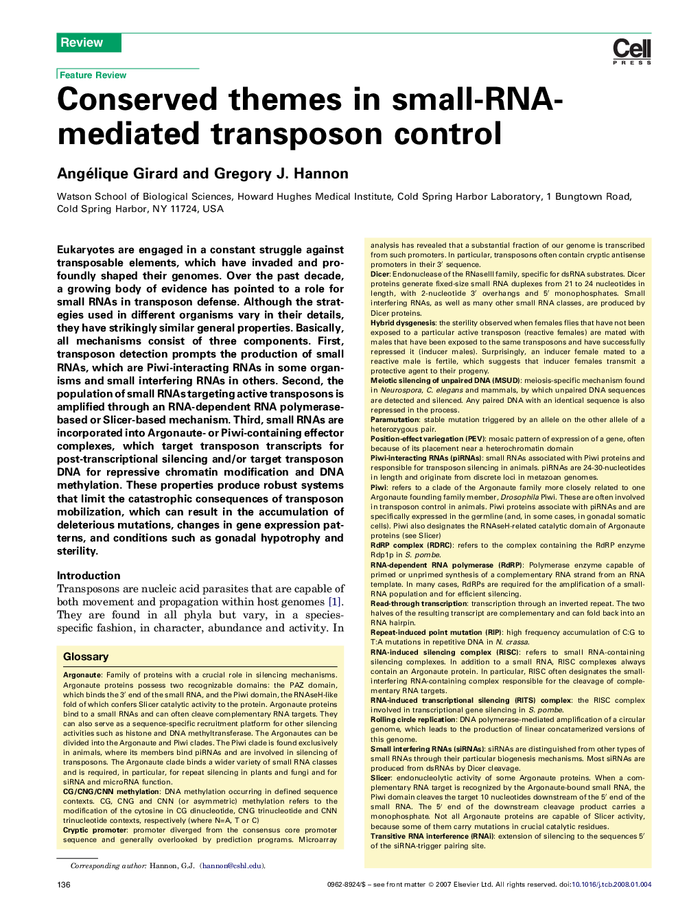 Conserved themes in small-RNA-mediated transposon control