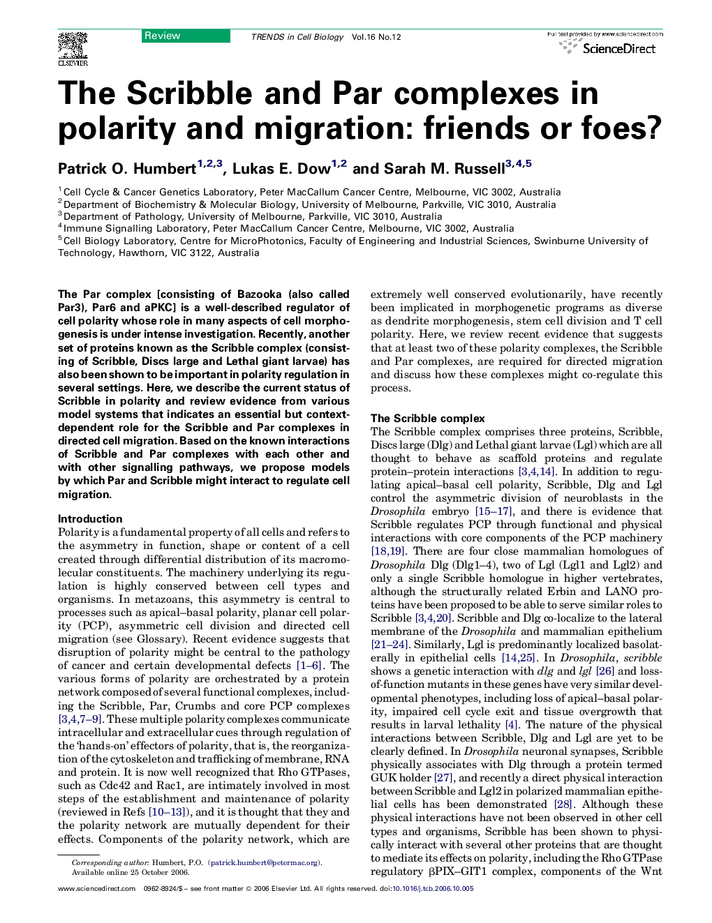 The Scribble and Par complexes in polarity and migration: friends or foes?