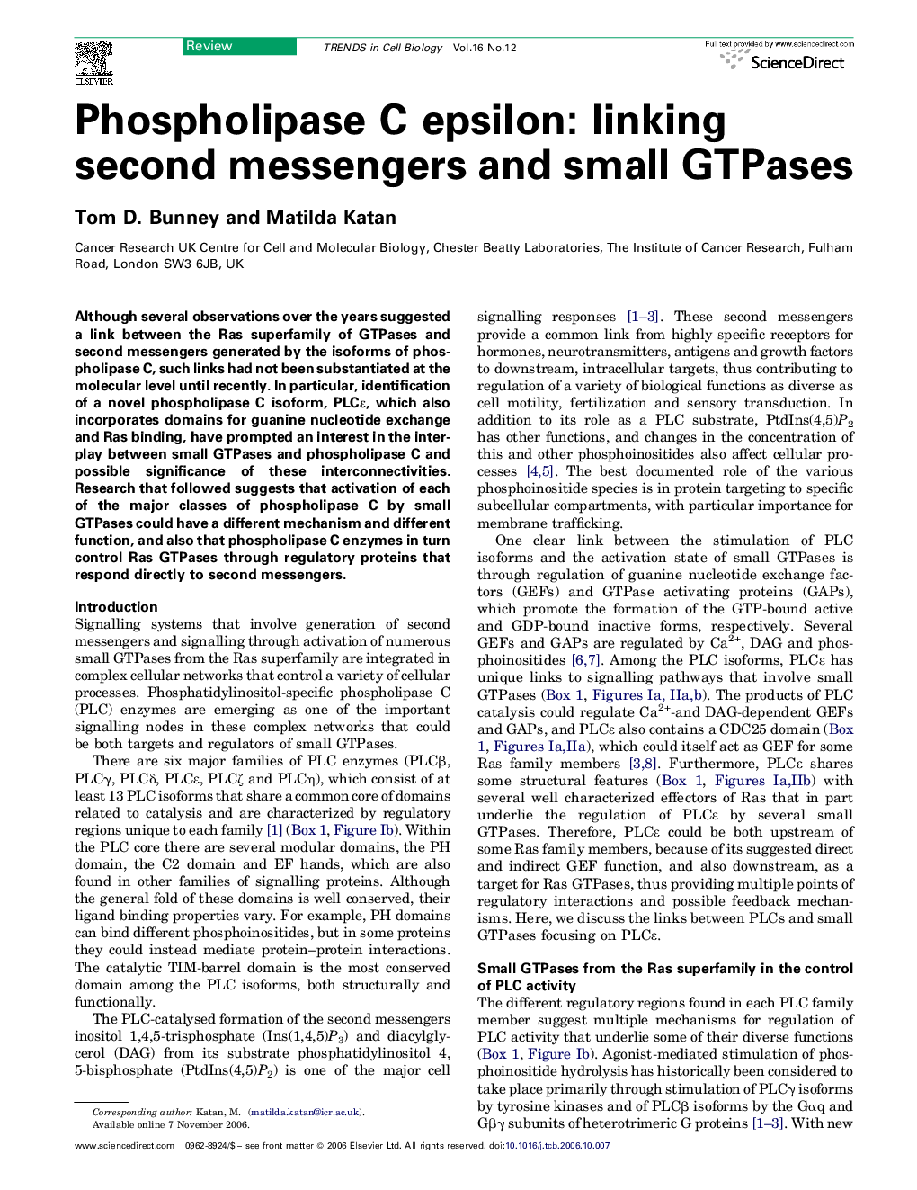 Phospholipase C epsilon: linking second messengers and small GTPases