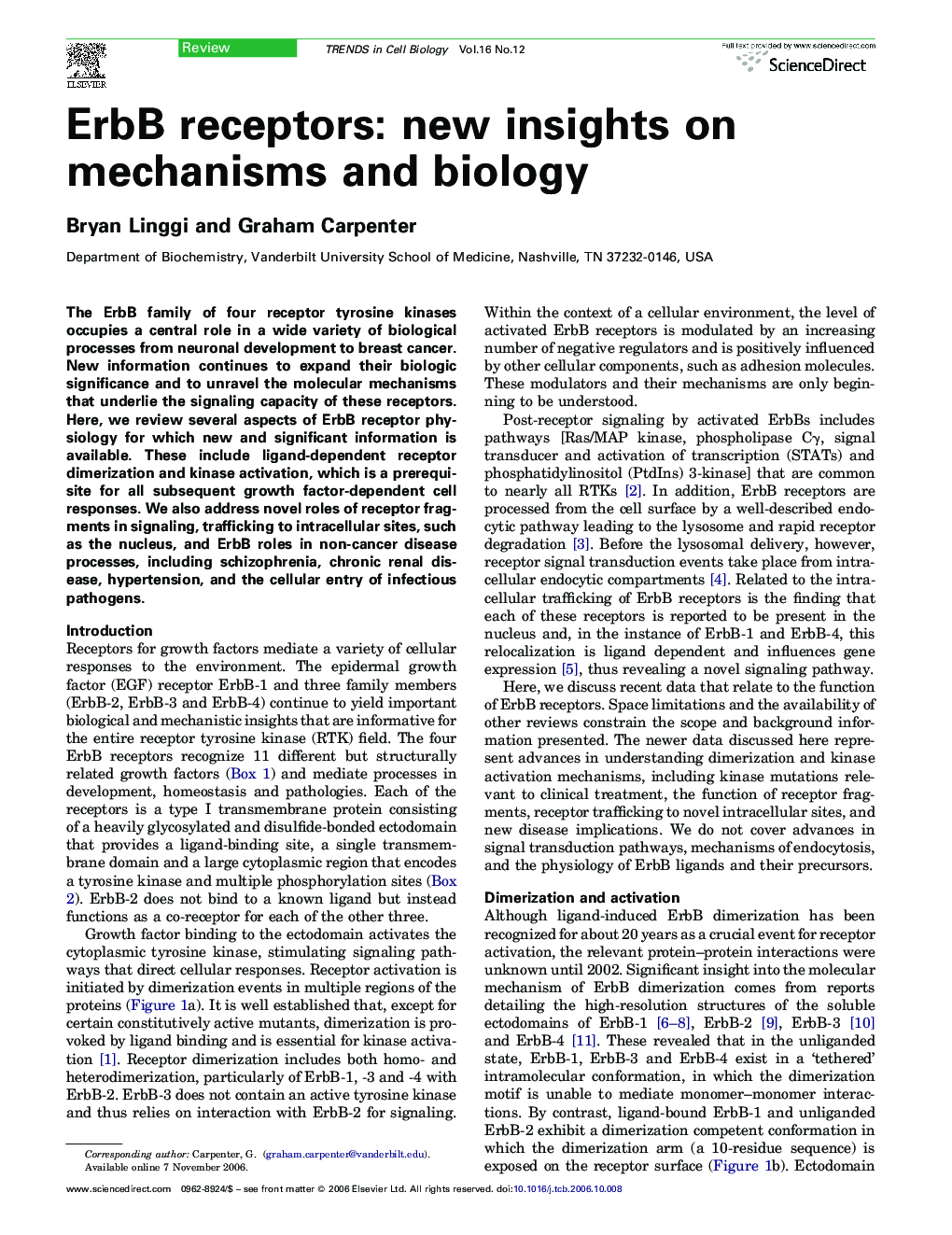 ErbB receptors: new insights on mechanisms and biology