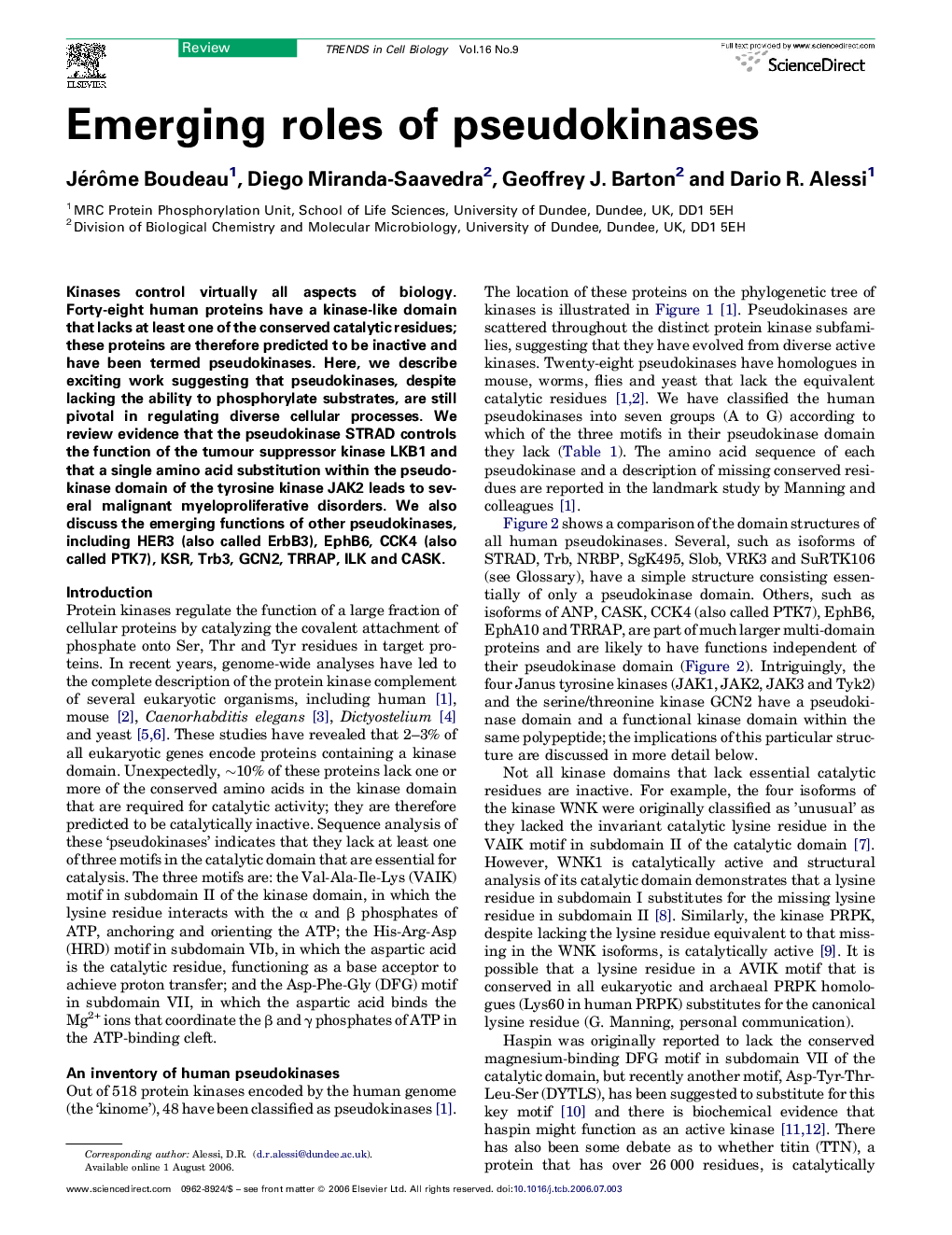 Emerging roles of pseudokinases