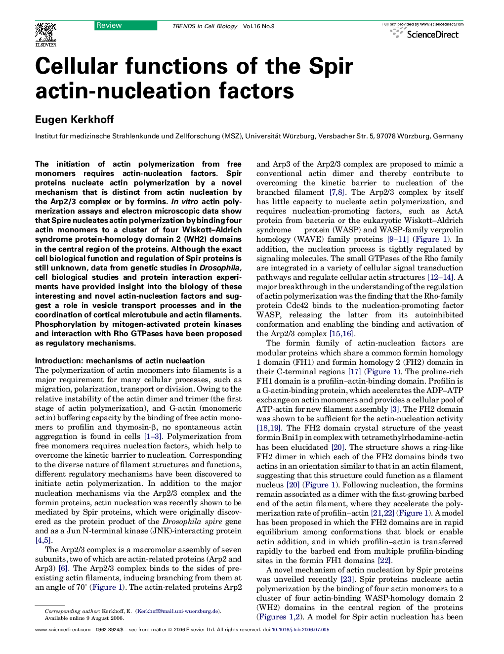 Cellular functions of the Spir actin-nucleation factors