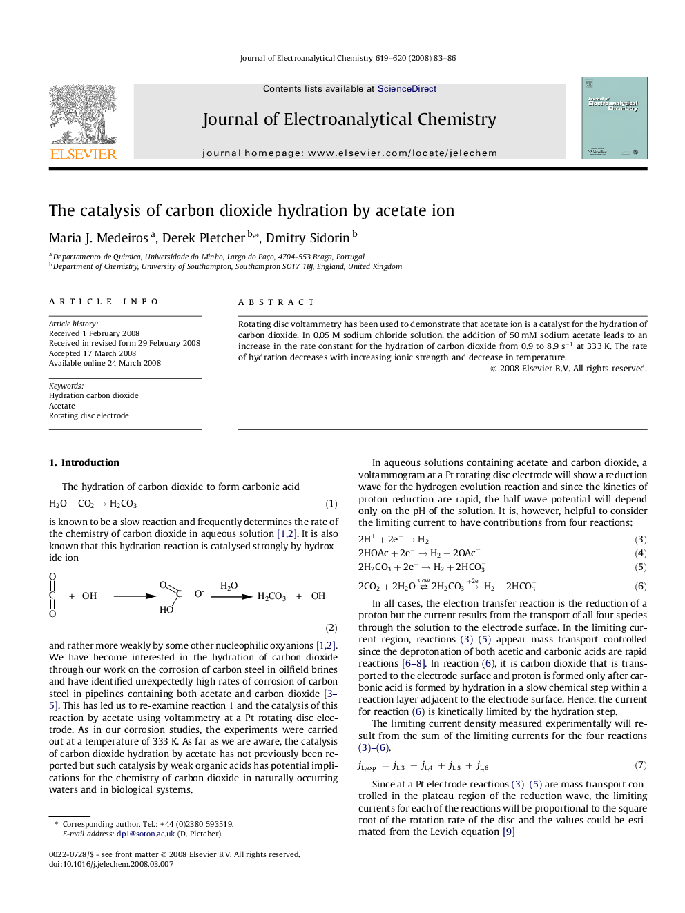 The catalysis of carbon dioxide hydration by acetate ion