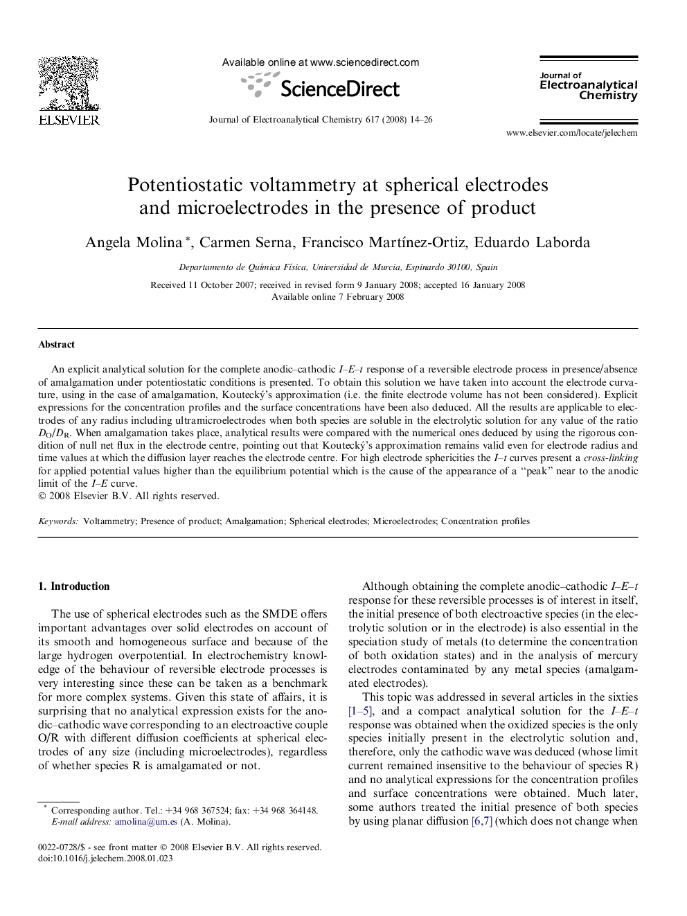 Potentiostatic voltammetry at spherical electrodes and microelectrodes in the presence of product