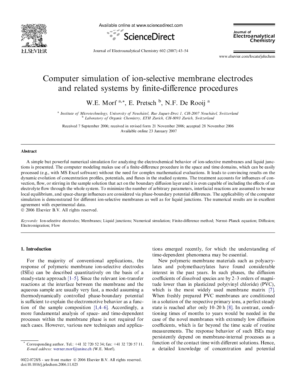 Computer simulation of ion-selective membrane electrodes and related systems by finite-difference procedures