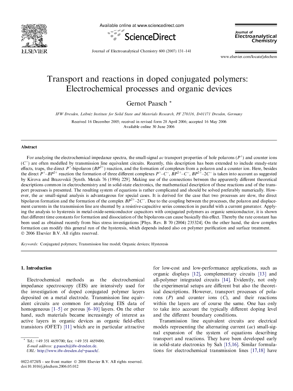 Transport and reactions in doped conjugated polymers: Electrochemical processes and organic devices