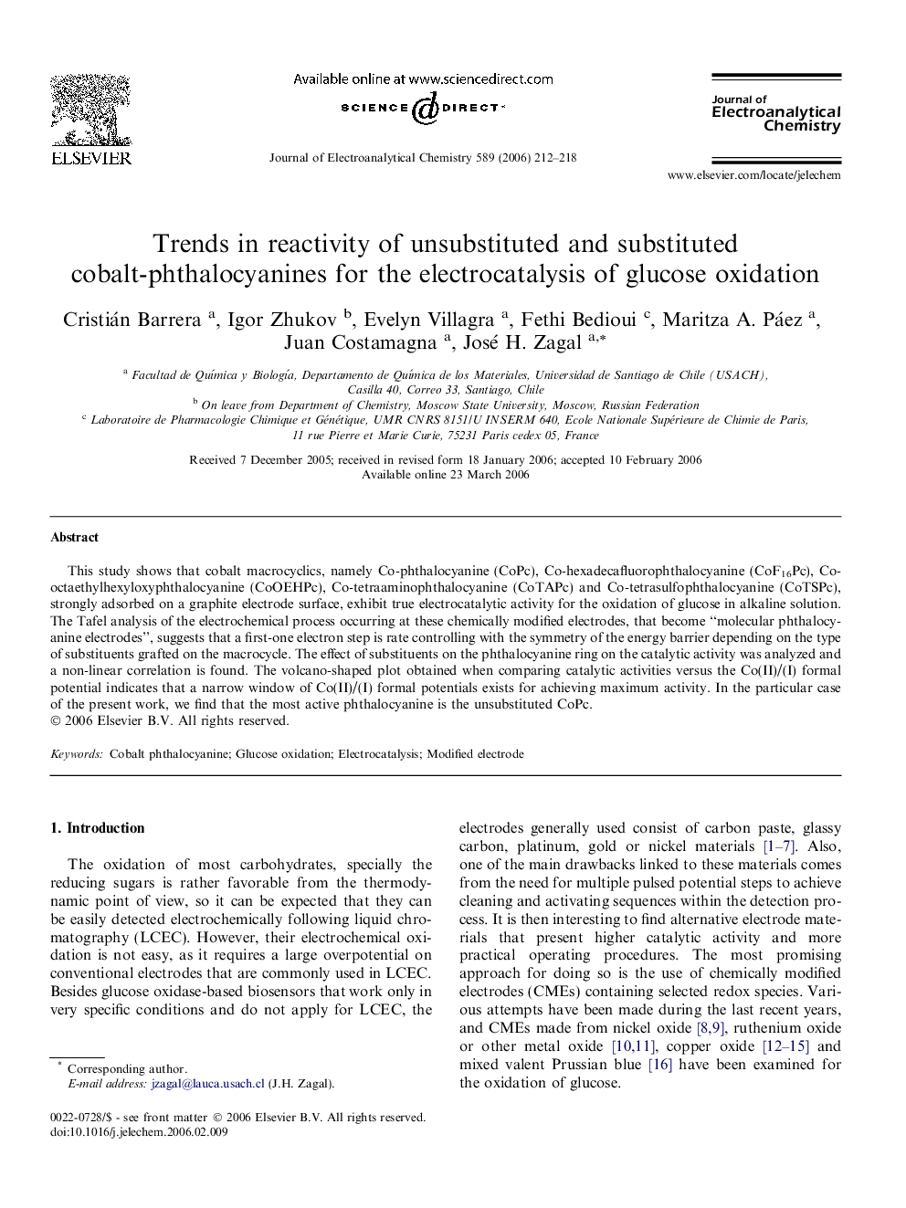 Trends in reactivity of unsubstituted and substituted cobalt-phthalocyanines for the electrocatalysis of glucose oxidation