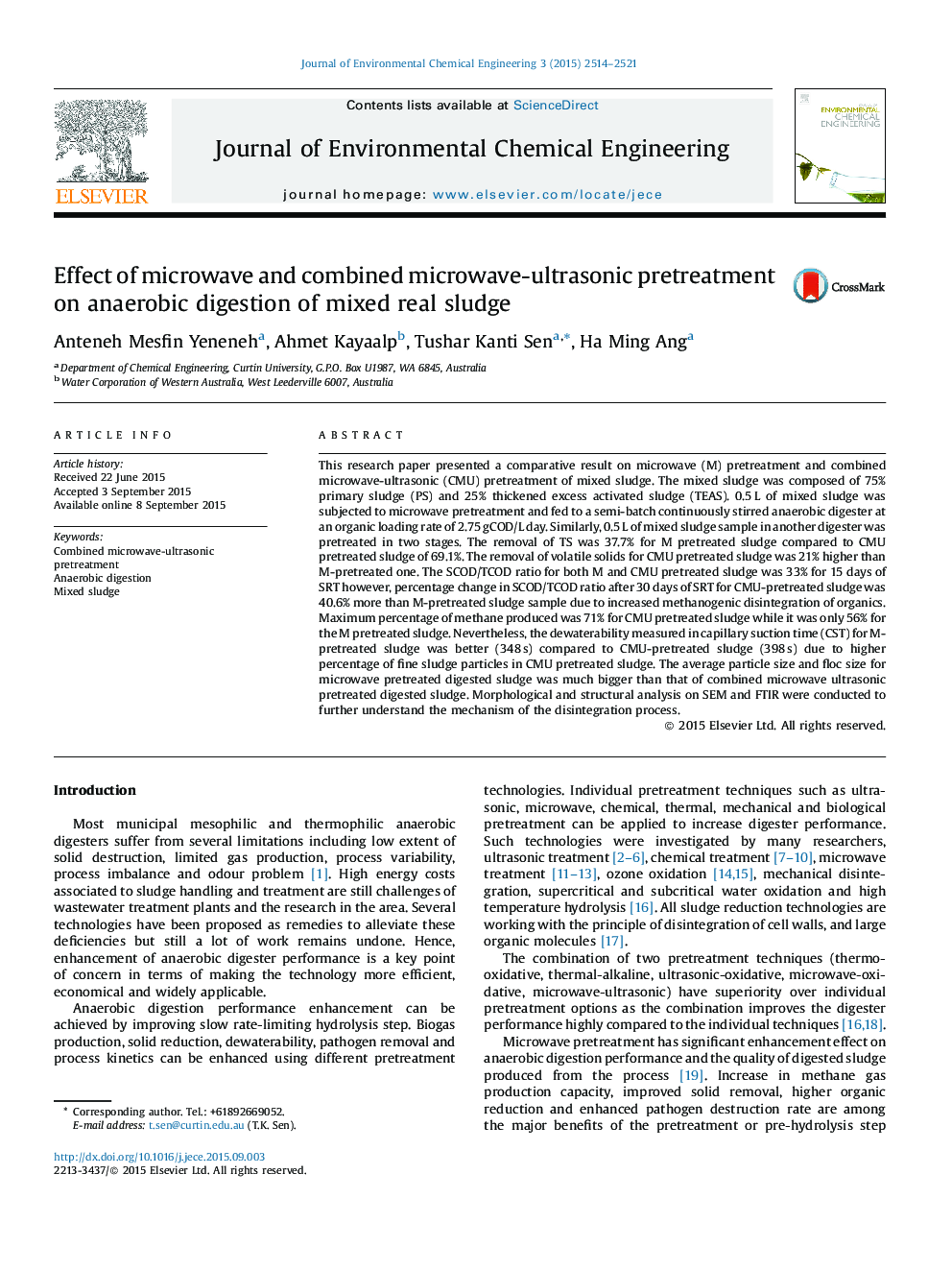 Effect of microwave and combined microwave-ultrasonic pretreatment on anaerobic digestion of mixed real sludge