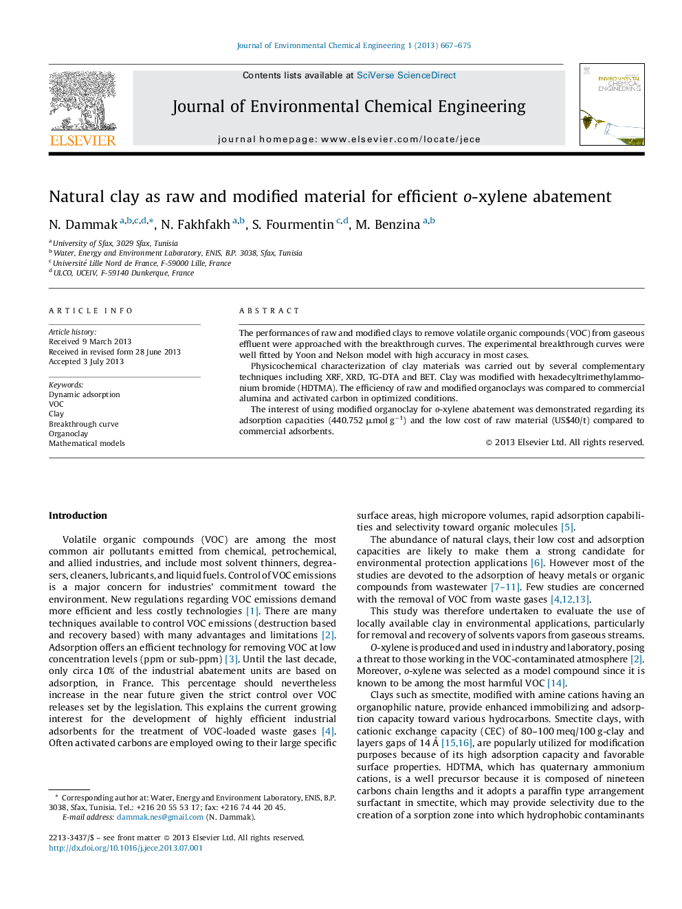 Natural clay as raw and modified material for efficient o-xylene abatement