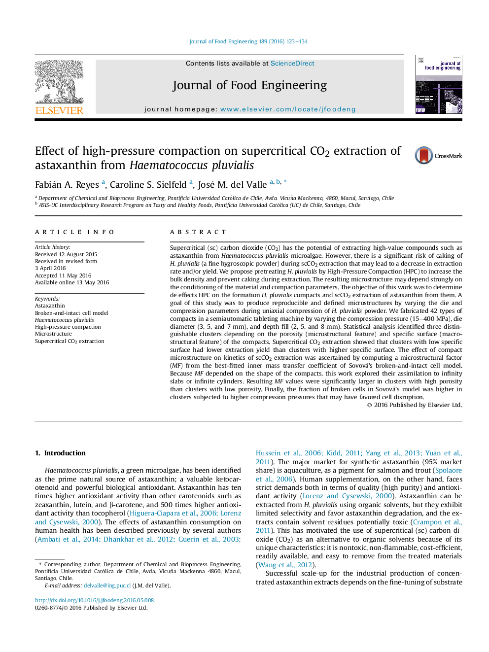 اثر تراکم فشار بالا بر استخراج CO2 فوق بحرانی از آساتکسانتین از Haematococcus pluvialis