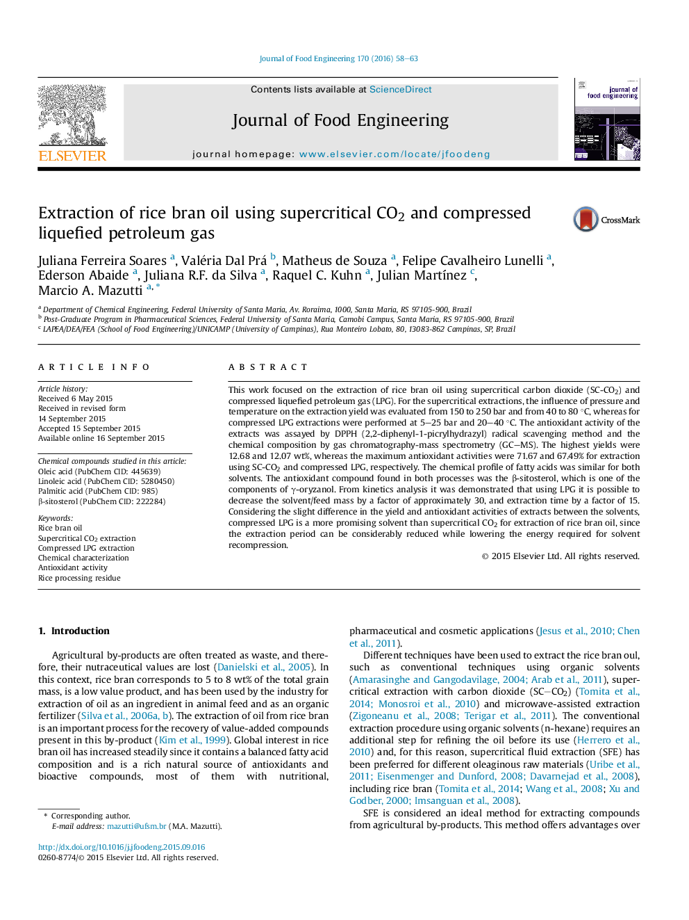 Extraction of rice bran oil using supercritical CO2 and compressed liquefied petroleum gas