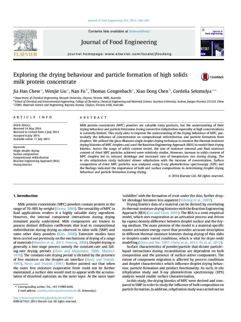 Exploring the drying behaviour and particle formation of high solids milk protein concentrate