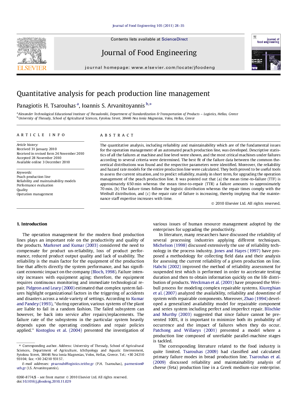 Quantitative analysis for peach production line management