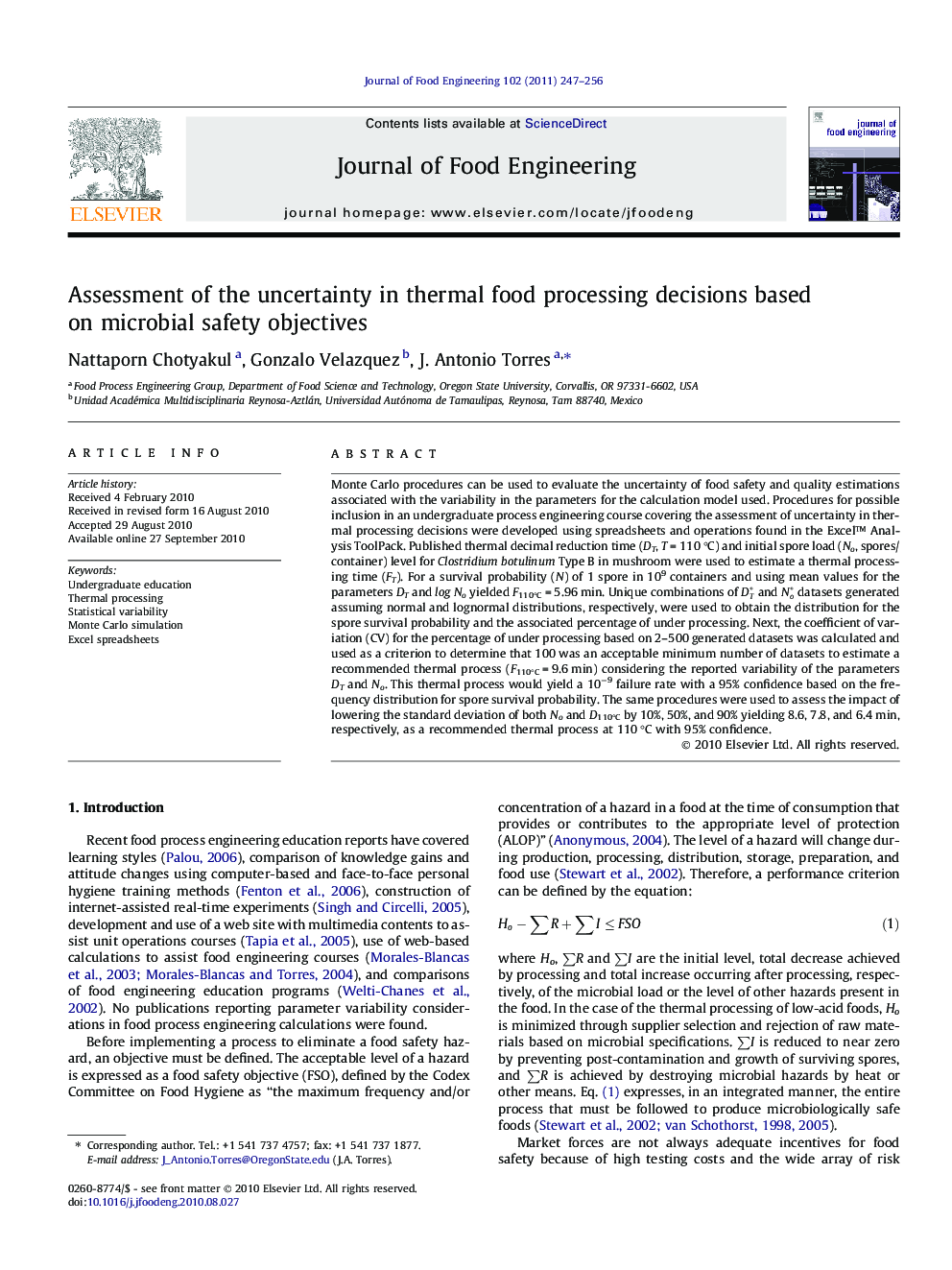 Assessment of the uncertainty in thermal food processing decisions based on microbial safety objectives