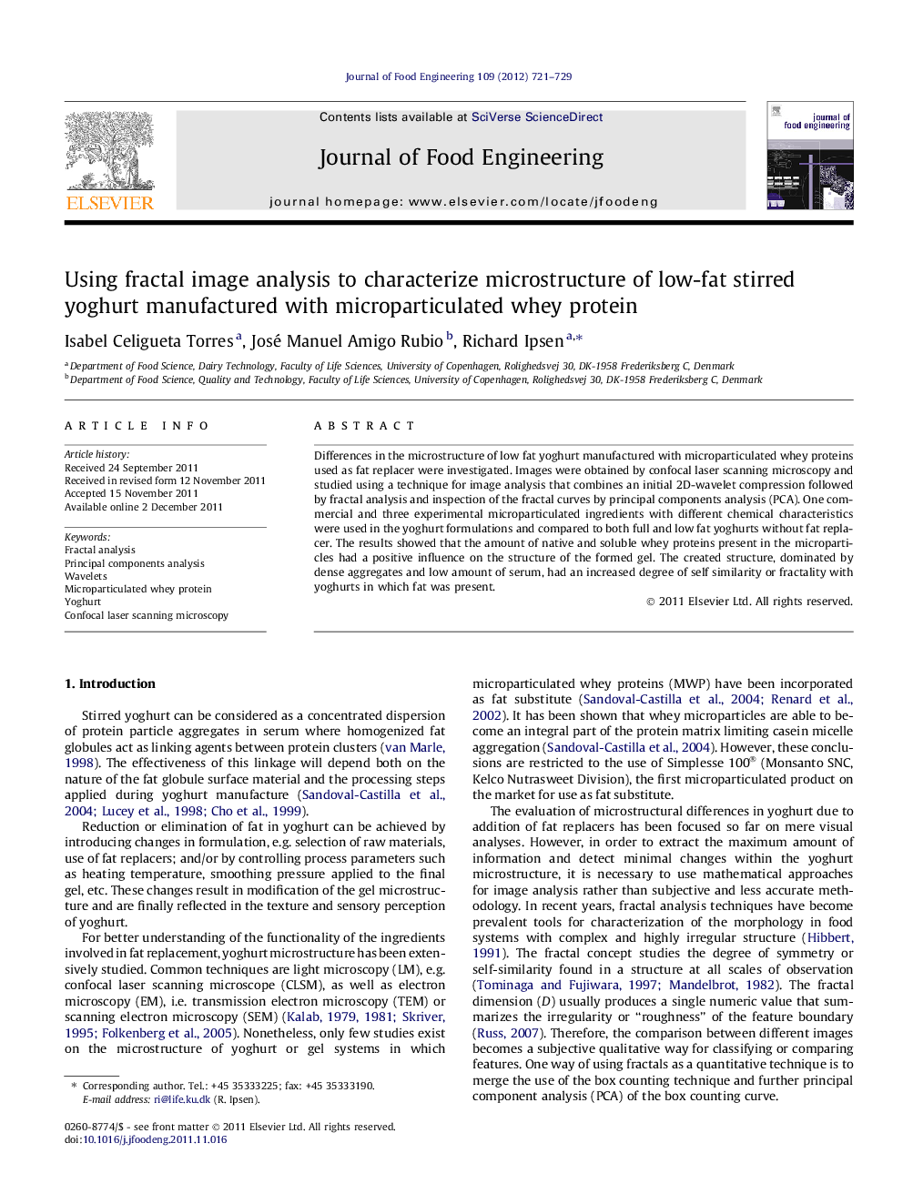 Using fractal image analysis to characterize microstructure of low-fat stirred yoghurt manufactured with microparticulated whey protein