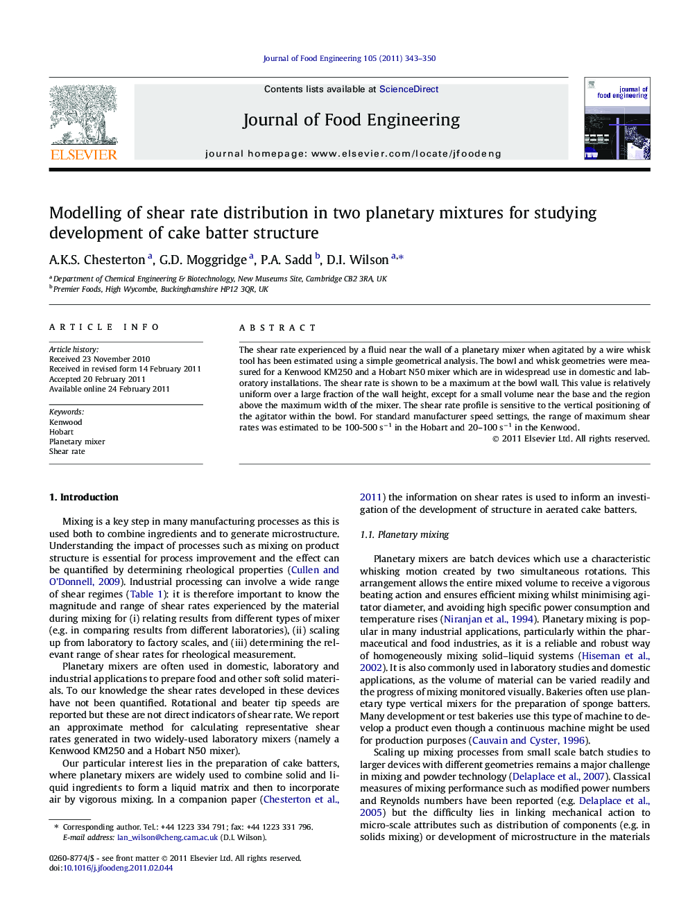 Modelling of shear rate distribution in two planetary mixtures for studying development of cake batter structure