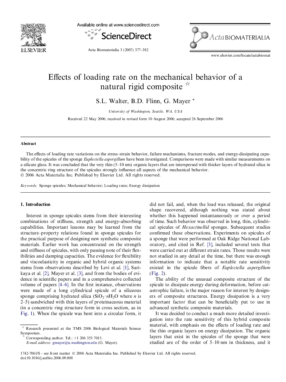 Effects of loading rate on the mechanical behavior of a natural rigid composite 