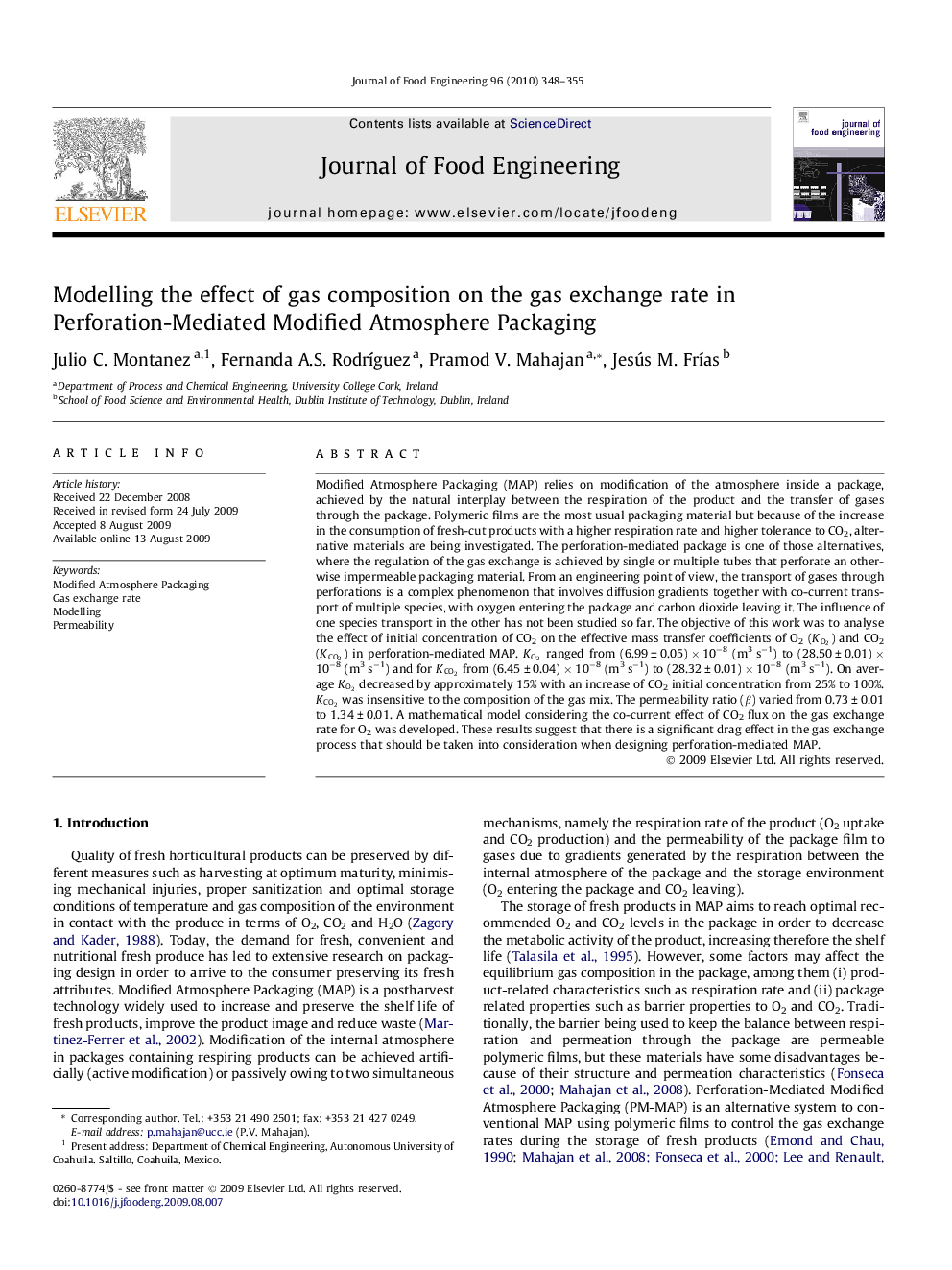Modelling the effect of gas composition on the gas exchange rate in Perforation-Mediated Modified Atmosphere Packaging