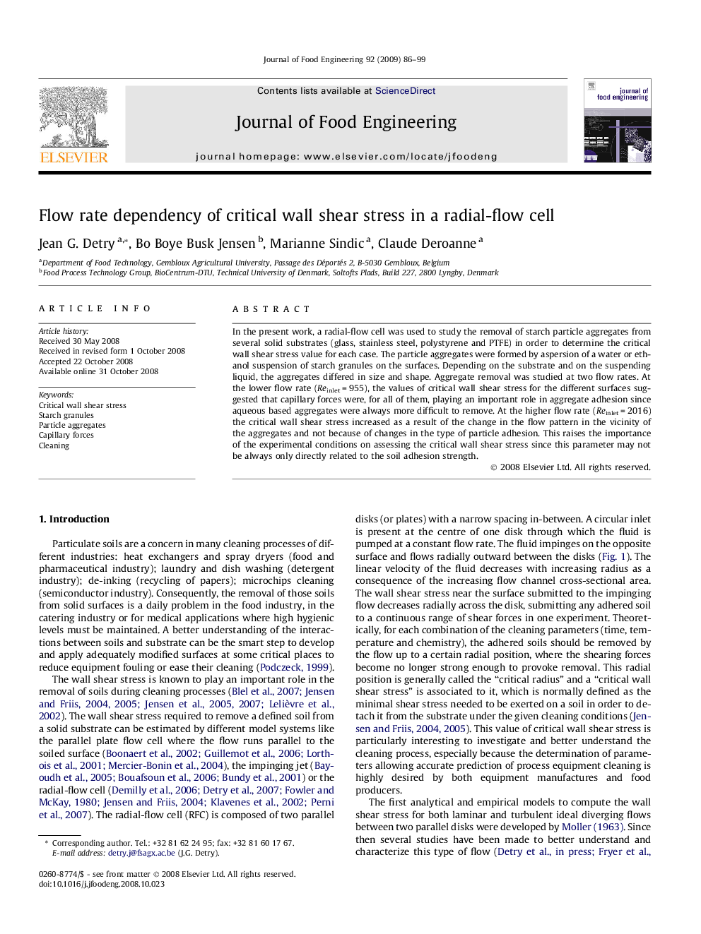 Flow rate dependency of critical wall shear stress in a radial-flow cell