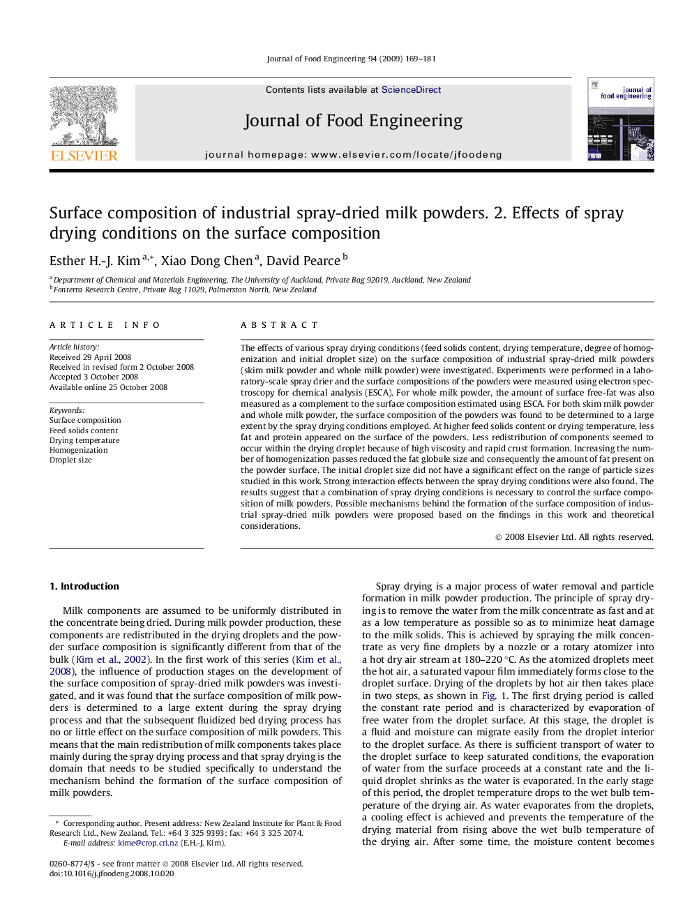 Surface composition of industrial spray-dried milk powders. 2. Effects of spray drying conditions on the surface composition