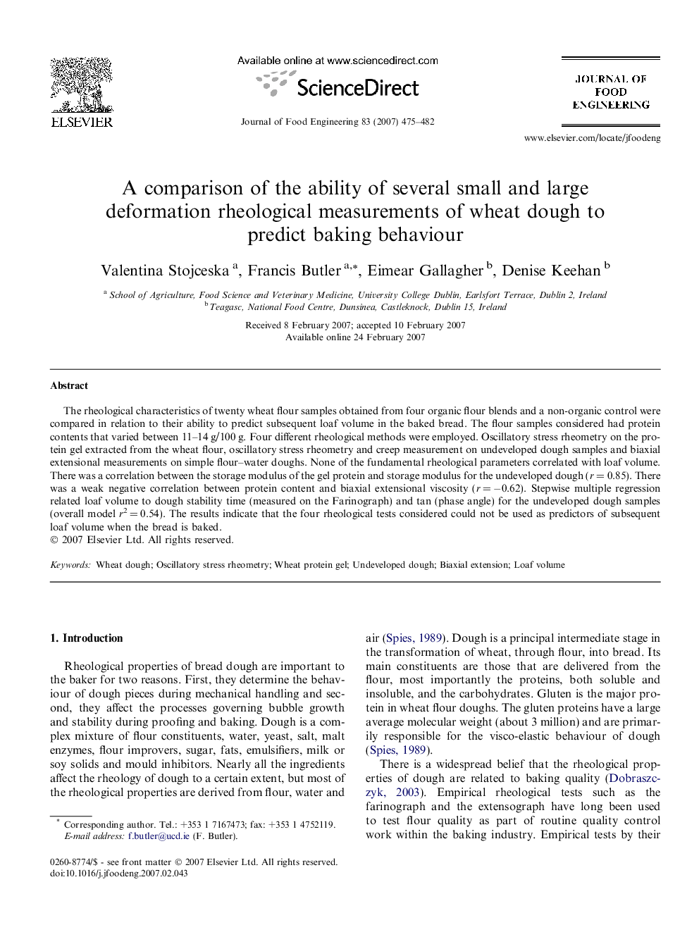 A comparison of the ability of several small and large deformation rheological measurements of wheat dough to predict baking behaviour