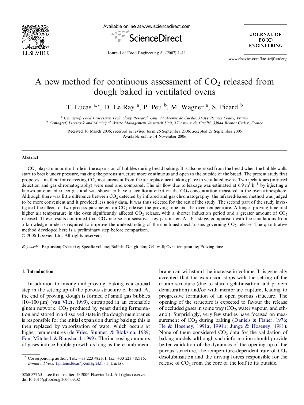 A new method for continuous assessment of CO2 released from dough baked in ventilated ovens