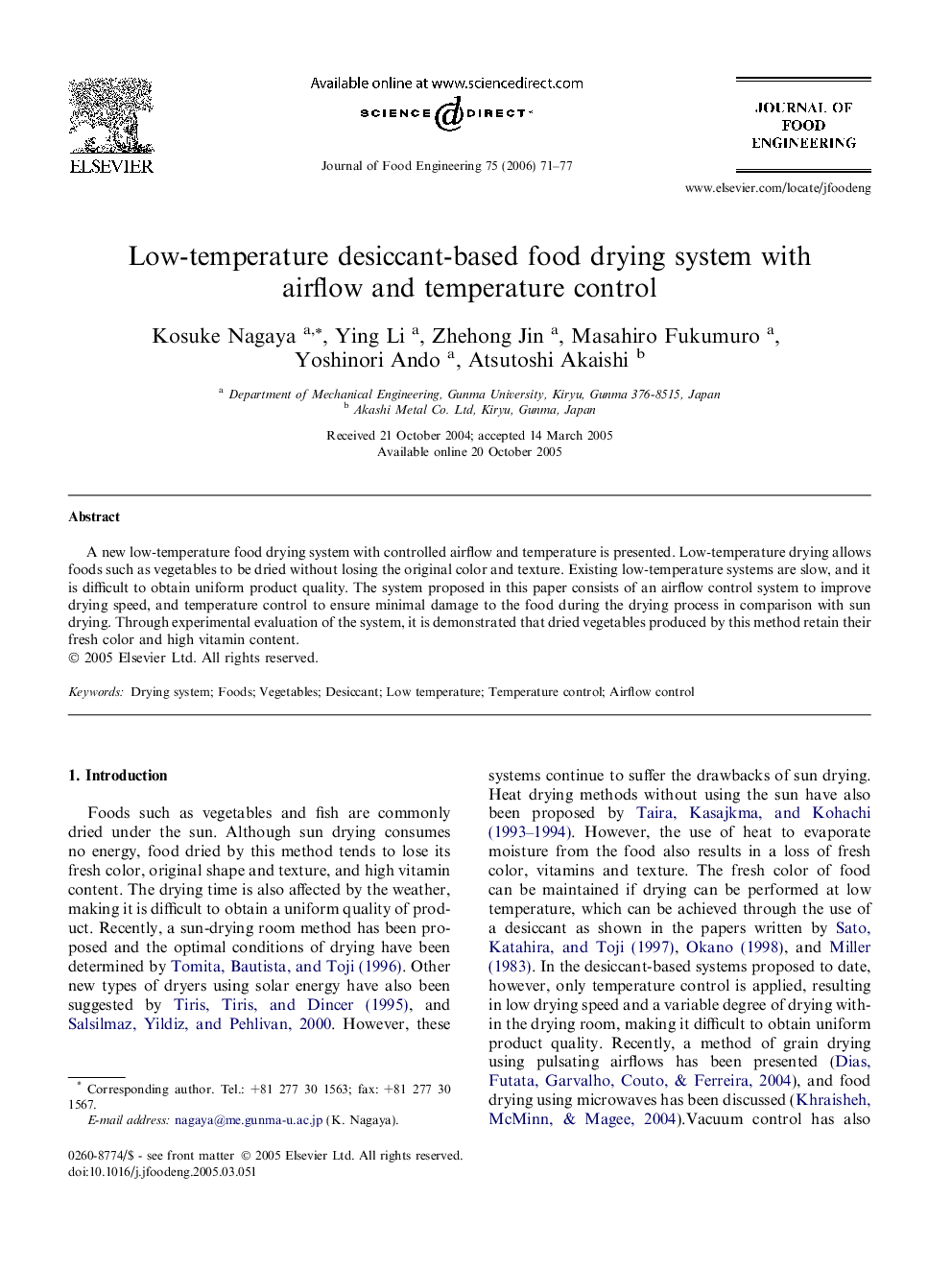 Low-temperature desiccant-based food drying system with airflow and temperature control